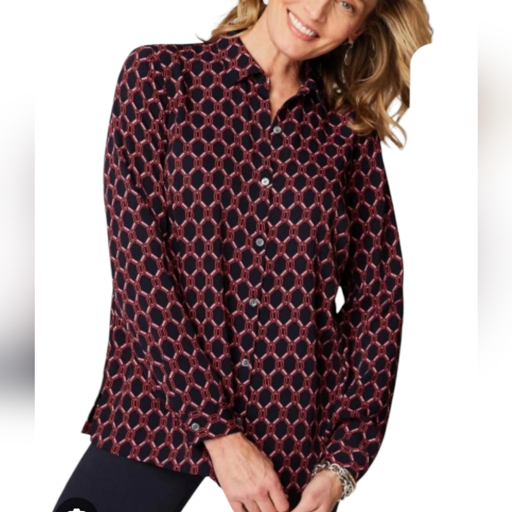 J. Jill Wearever Easy Care button front shirt - M.          Y105